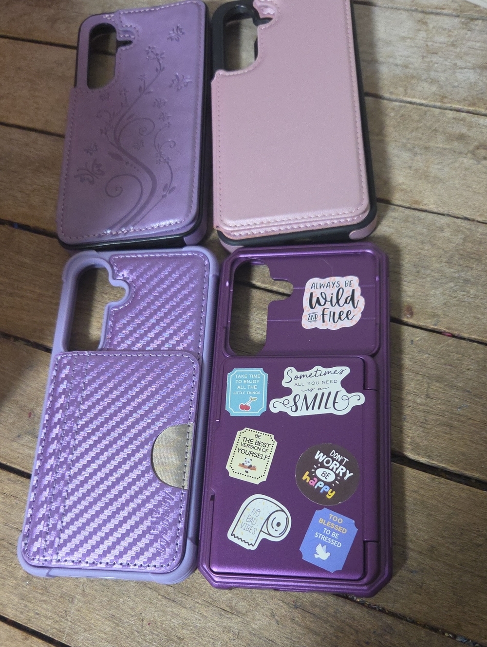 Purple/Pink Phone S25 Wallet Case with Card Slots